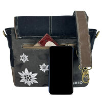 Domelo Messenger Tasche aus Canvas und Leder. Crossover mit Hirsch Motiv