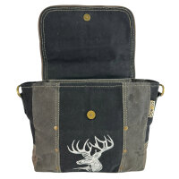 Domelo Messenger Tasche aus Canvas und Leder. Crossover mit Hirsch Motiv