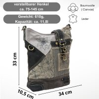 Domelo Trachtentasche. Große grau schwarz Umhängetasche mit Edelweiss