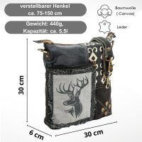 Domelo Trachtentasche. Canvas Umhängetasche mit Hirschmotiv
