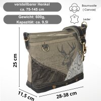 Domelo Trachtentasche. Große Canvas Umhängetasche mit Hirschmotiv
