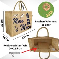 Domelo große Jute Einkaufskorb, 100% Vegane Einkaufstasche/ Handtasche