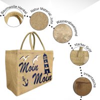 Domelo große Jute Einkaufskorb, 100% Vegane Einkaufstasche/ Handtasche