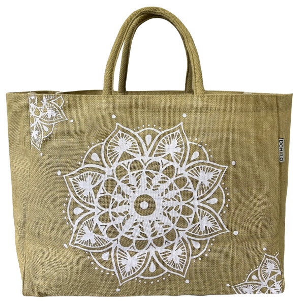 Domelo große Jute Einkaufskorb, 100% Vegane Einkaufstasche/ Handtasche