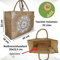 Domelo große Jute Einkaufskorb, 100% Vegane Einkaufstasche/ Handtasche