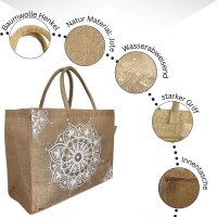 Domelo große Jute Einkaufskorb, 100% Vegane Einkaufstasche/ Handtasche