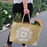 Domelo große Jute Einkaufskorb, 100% Vegane Einkaufstasche/ Handtasche