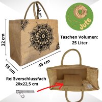 Domelo große Jute Einkaufskorb, 100% Vegane Einkaufstasche/ Handtasche