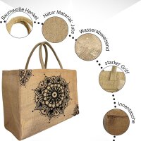 Domelo große Jute Einkaufskorb, 100% Vegane Einkaufstasche/ Handtasche