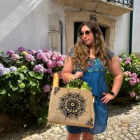 Domelo große Jute Einkaufskorb, 100% Vegane Einkaufstasche/ Handtasche