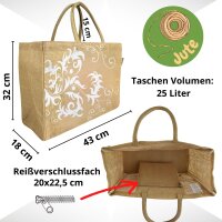 Domelo große Jute Einkaufskorb, 100% Vegane Einkaufstasche/ Handtasche