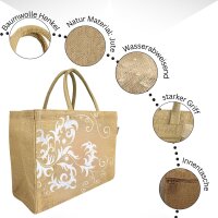Domelo große Jute Einkaufskorb, 100% Vegane Einkaufstasche/ Handtasche