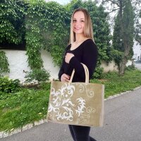 Domelo große Jute Einkaufskorb, 100% Vegane Einkaufstasche/ Handtasche