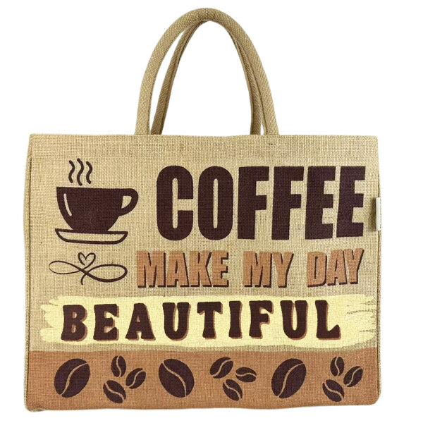 Domelo große Jute Einkaufskorb, 100% Vegane Einkaufstasche/ Handtasche