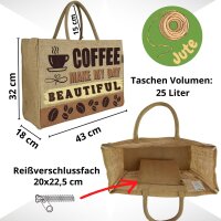 Domelo große Jute Einkaufskorb, 100% Vegane Einkaufstasche/ Handtasche