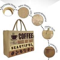 Domelo große Jute Einkaufskorb, 100% Vegane Einkaufstasche/ Handtasche