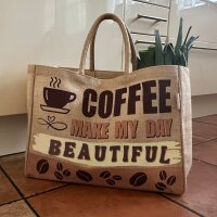 Domelo große Jute Einkaufskorb, 100% Vegane Einkaufstasche/ Handtasche