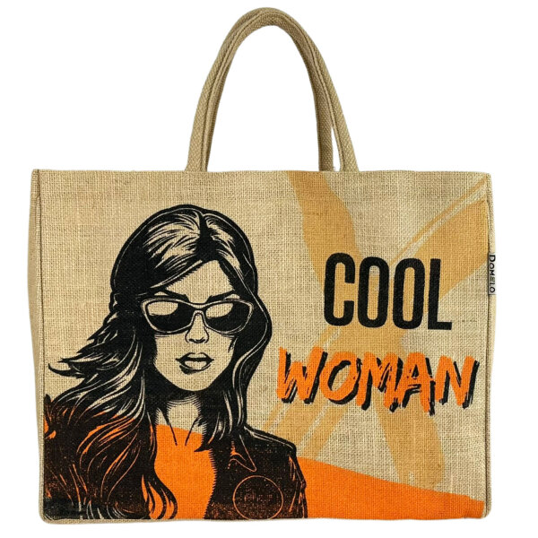 Domelo große Jute Einkaufskorb, 100% Vegane Einkaufstasche/ Handtasche