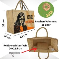 Domelo große Jute Einkaufskorb, 100% Vegane Einkaufstasche/ Handtasche