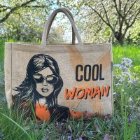 Domelo große Jute Einkaufskorb, 100% Vegane Einkaufstasche/ Handtasche