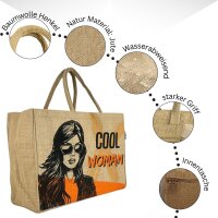 Domelo große Jute Einkaufskorb, 100% Vegane Einkaufstasche/ Handtasche