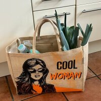 Domelo große Jute Einkaufskorb, 100% Vegane Einkaufstasche/ Handtasche