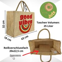 Domelo große Jute Einkaufskorb, 100% Vegane Einkaufstasche/ Handtasche