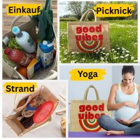 Domelo große Jute Einkaufskorb, 100% Vegane Einkaufstasche/ Handtasche