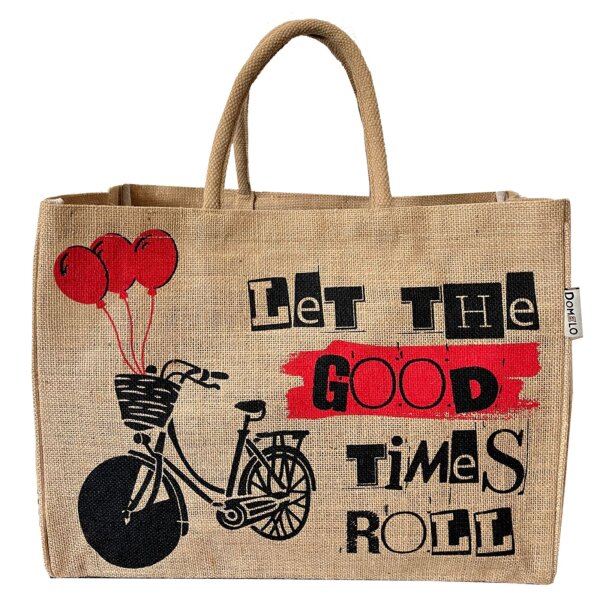 Domelo große Jute Einkaufskorb, 100% Vegane Einkaufstasche/ Handtasche