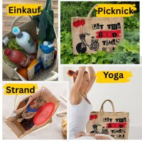 Domelo große Jute Einkaufskorb, 100% Vegane Einkaufstasche/ Handtasche