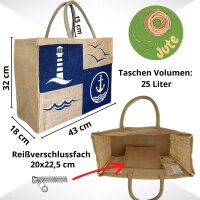 Domelo große Jute Einkaufskorb, 100% Vegane Einkaufstasche/ Handtasche