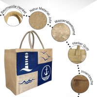 Domelo große Jute Einkaufskorb, 100% Vegane Einkaufstasche/ Handtasche