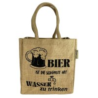 Domelo kleine Jute Einkaufstasche, Flaschenträger...