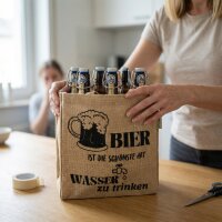 Domelo kleine Jute Einkaufstasche, Flaschenträger...