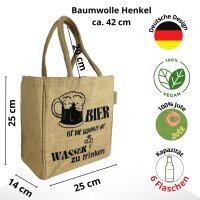Domelo kleine Jute Einkaufstasche, Flaschenträger mit 6 Fächer. 100% Vegane Bierflaschenträge