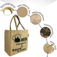 Domelo kleine Jute Einkaufstasche, Flaschenträger mit 6 Fächer. 100% Vegane Bierflaschenträge