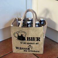 Domelo kleine Jute Einkaufstasche, Flaschenträger mit 6 Fächer. 100% Vegane Bierflaschenträge