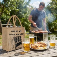 Domelo kleine Jute Einkaufstasche, Flaschenträger mit 6 Fächer. 100 % Vegane Bierflaschenträge