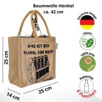 Domelo kleine Jute Einkaufstasche, Flaschenträger mit 6 Fächer. 100% Vegane Bierflaschenträge