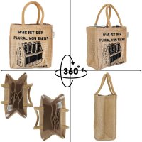 Domelo kleine Jute Einkaufstasche, Flaschenträger mit 6 Fächer. 100% Vegane Bierflaschenträge