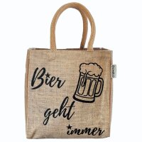 Domelo kleine Jute Einkaufstasche, Flaschenträger...
