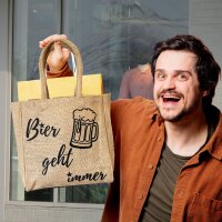 Domelo kleine Jute Einkaufstasche, Flaschenträger...