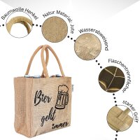 Domelo kleine Jute Einkaufstasche, Flaschenträger mit 6 Fächer. 100% Vegane Bierflaschenträge