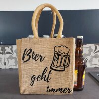 Domelo kleine Jute Einkaufstasche, Flaschenträger mit 6 Fächer. 100% Vegane Bierflaschenträge