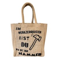 Domelo kleine Jute Einkaufstasche, Flaschenträger...