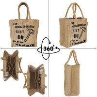 Domelo kleine Jute Einkaufstasche, Flaschenträger mit 6 Fächer. 100% Vegane Bierflaschenträge