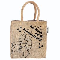 Domelo kleine Jute Einkaufstasche, Flaschenträger...
