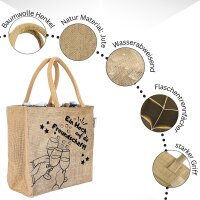Domelo kleine Jute Einkaufstasche, Flaschenträger mit 6 Fächer. 100% Vegane Prosecco Flaschentasche