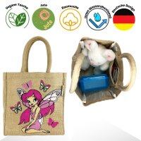 Domelo Mädchentasche, Jute Handtasche für Mädchen, kleine Kindertasche, Sommer Mädchen Tasche, Mädchen Badetasche mit Fee Motiv.