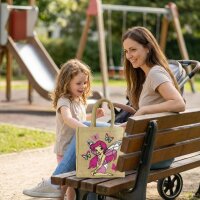 Domelo Mädchentasche, Jute Handtasche für Mädchen, kleine Kindertasche, Sommer Mädchen Tasche, Mädchen Badetasche mit Fee Motiv.